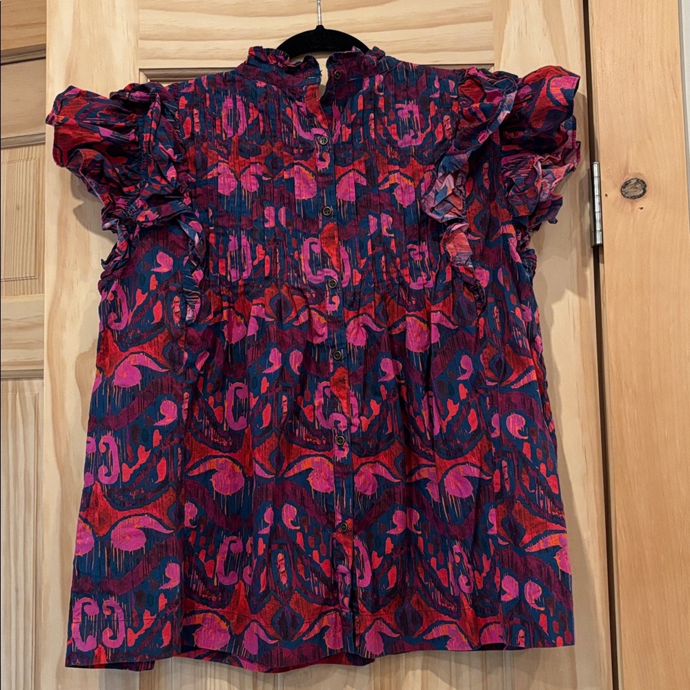 Oliphant Multicolor Ruffle Sleeve Top - Picture 2 of 2